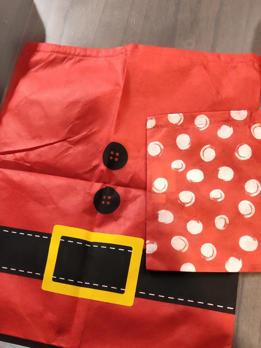 thirty-one Red Holiday Tote with Black Accents and Yellow Buckle